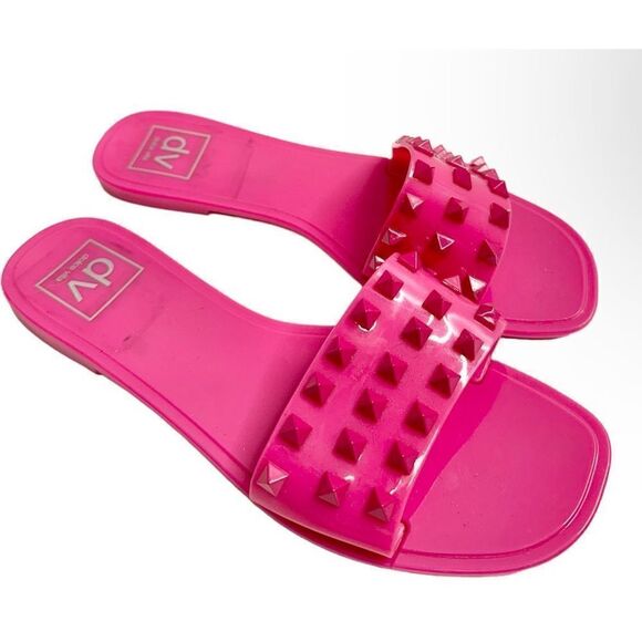Dolce Vita Jelly Sandals Womens Size 5 Skylar Pink Spiked Slip On Slides - Picture 1 of 9